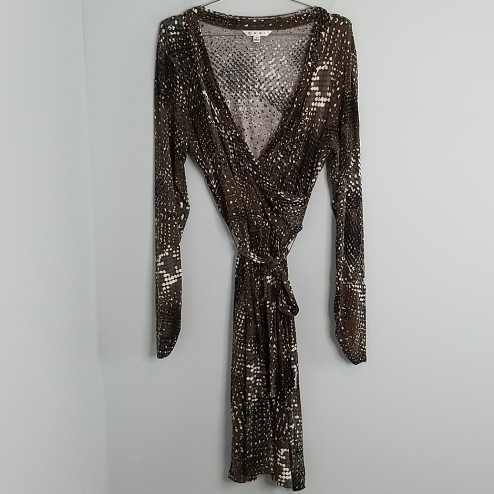CAbi Wrap Look Dress Dappled Dot Large 658